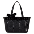 Disney Villains - Black Faux Leather With Velvet Trim Tote Bag With Coin Bag (Loungefly Tote Bag)