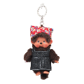 Monchhichi - Floral Bandana And Denim Skirt Girl Keychain (Plush Toy)